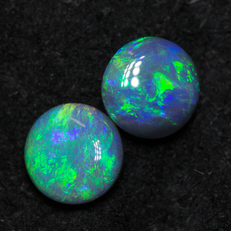 0.62 ct black opal pair 4.6x4.7x2.2mm