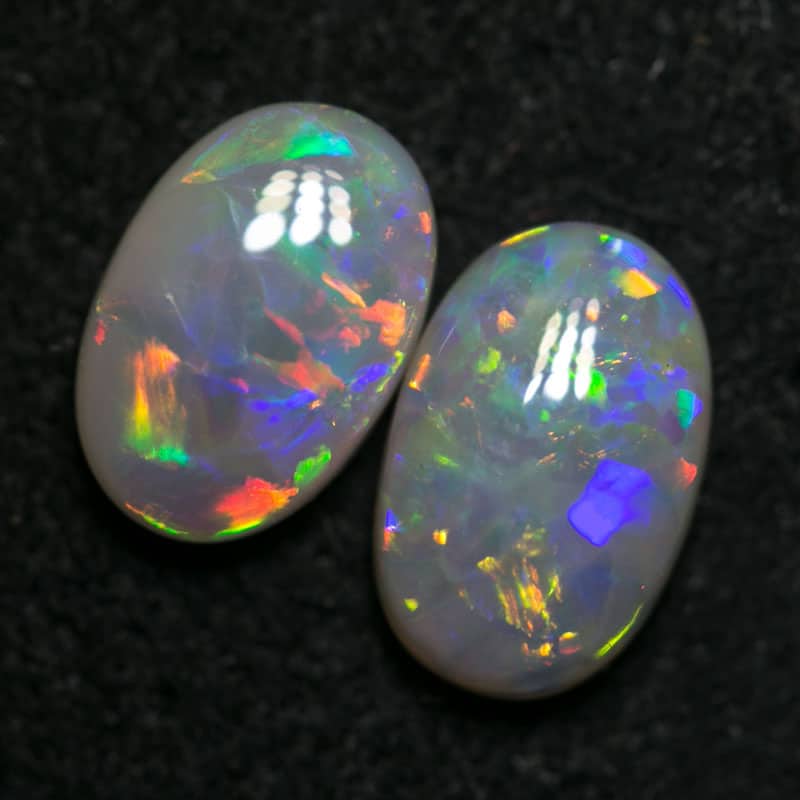 1.81 ct white opal pair 8x5.5mm