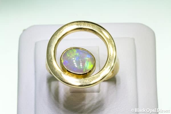 18kt Gold Luna Ring with Crystal Opal