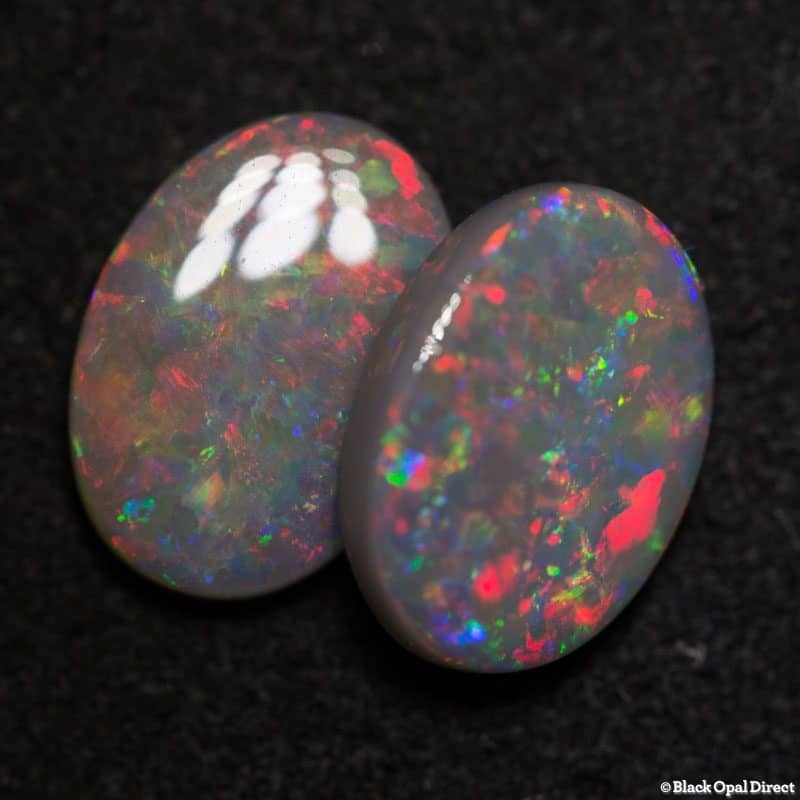 3.80 ct semi black opal pair 11x8mm