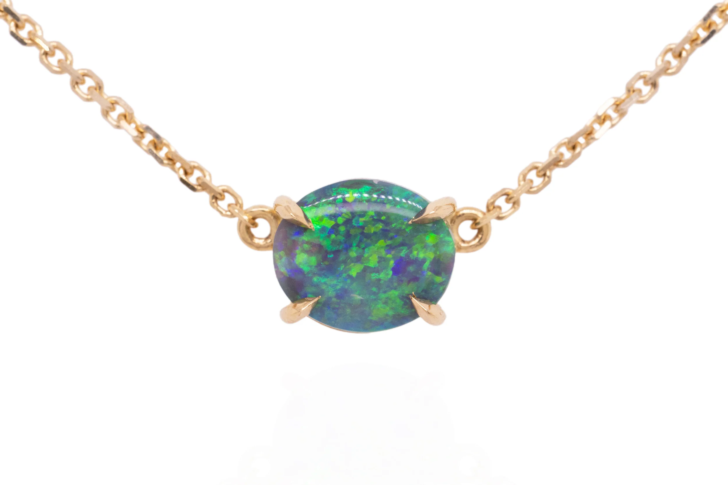 Ruthie — 18kt Yellow Gold 1.07 ct Dark Opal Necklace - Image 5
