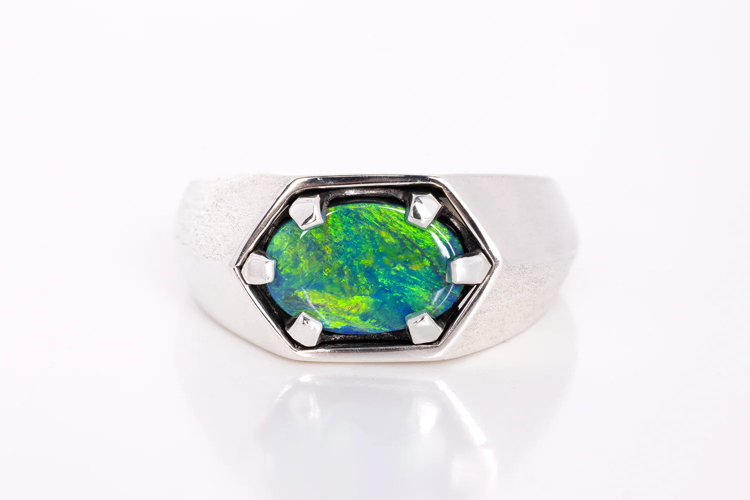 Saxon Ring Sterling Silver with 1.93ct Black Opal