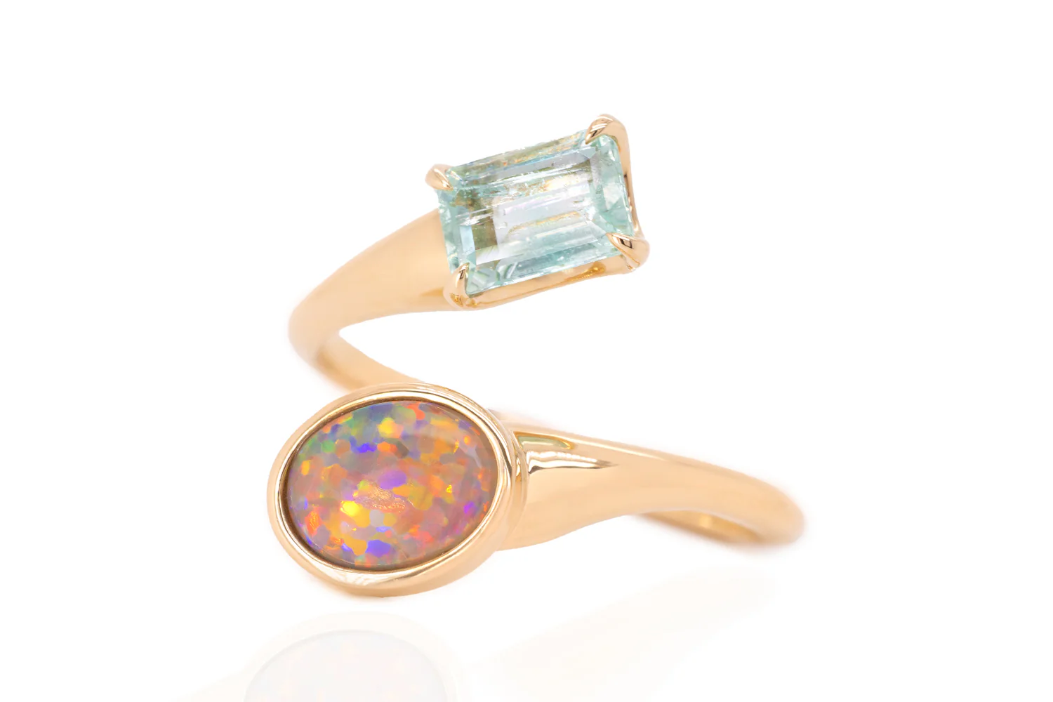 Spirit Gold Ring — dark crystal opal & green beryl - Image 3