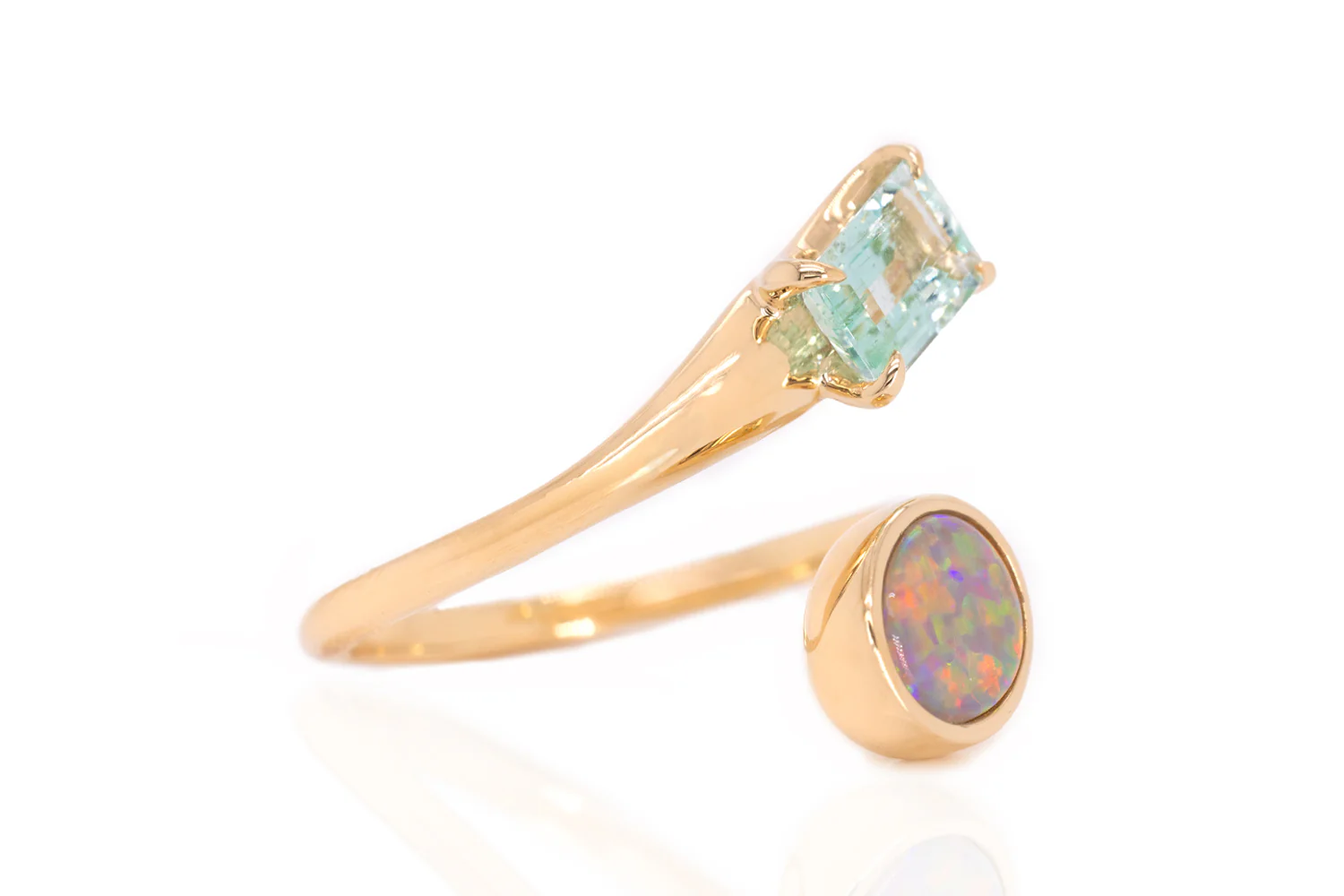 Spirit Gold Ring — dark crystal opal & green beryl - Image 5