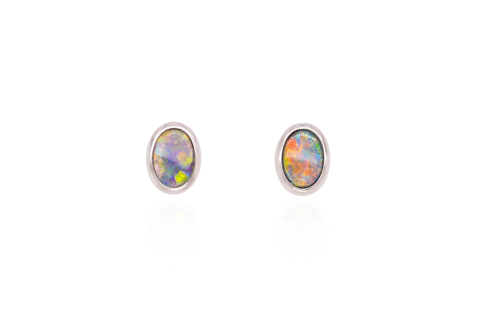 Sterling Silver 0.70 ct Boulder Opal Stud Earrings