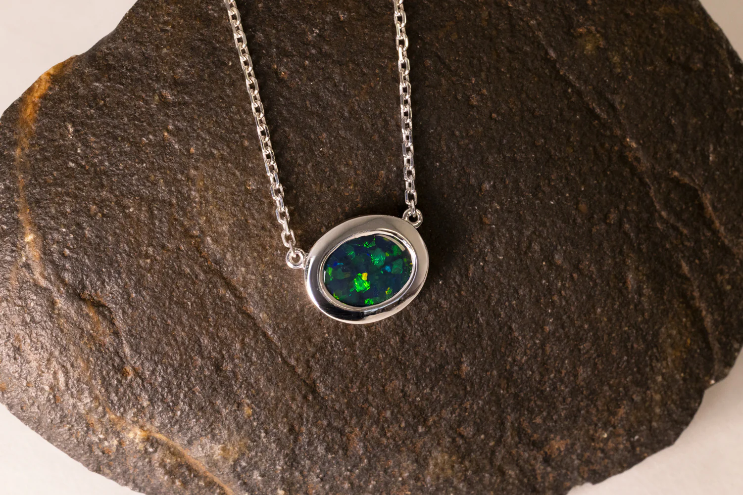Sterling Silver 1.23 ct Black Opal Necklace - Image 3