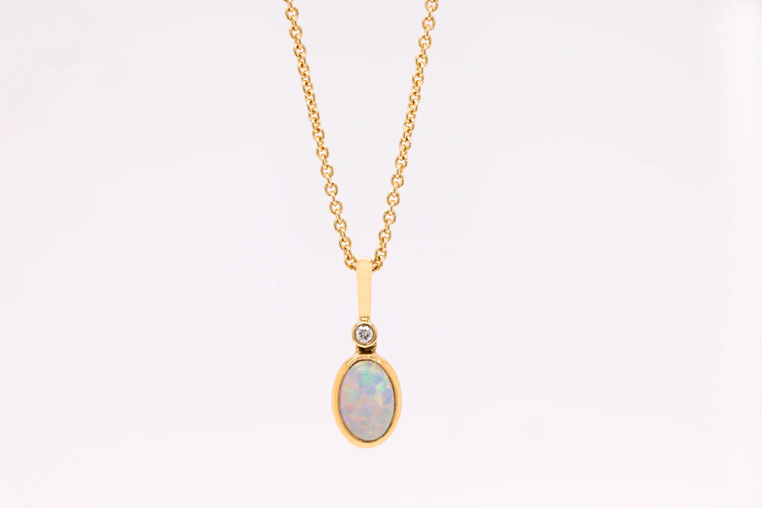 Sylvie Necklace 18kt Gold 0.30ct Crystal Opal with Diamonds